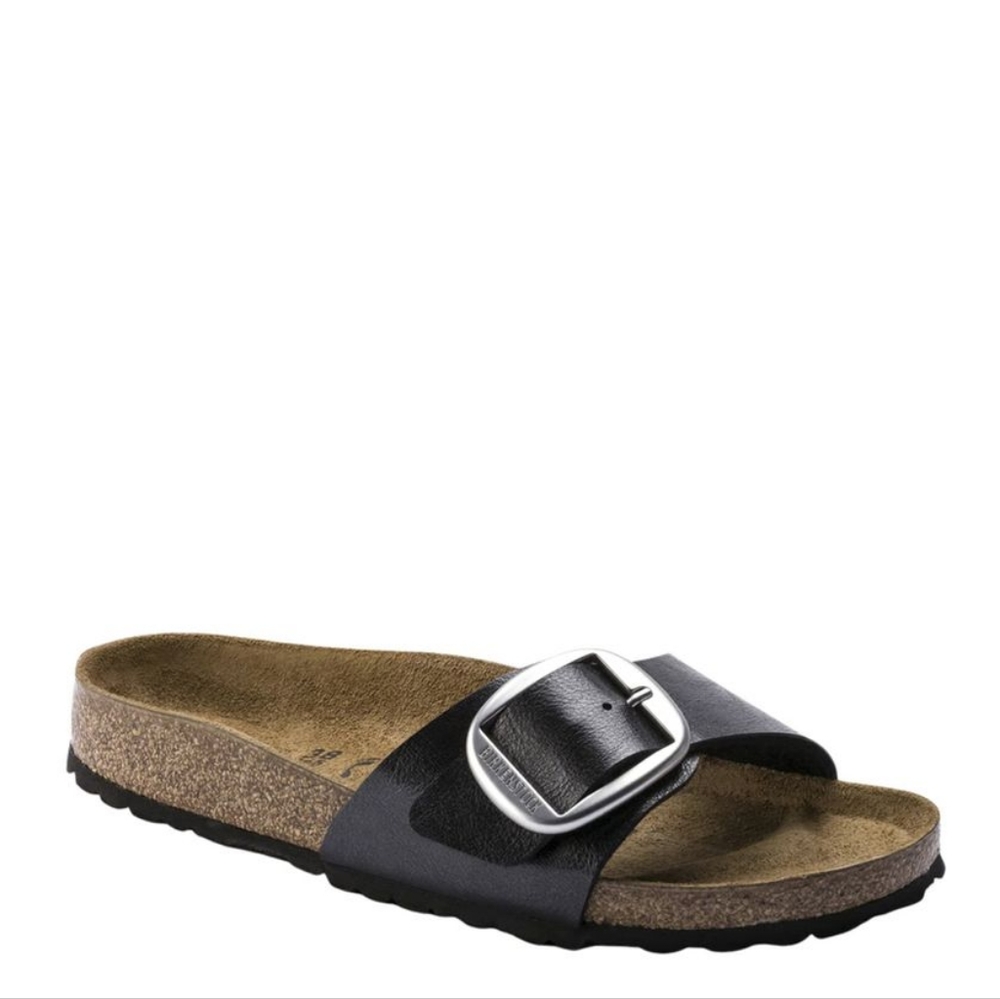 Birkenstock Madrid Black Licorice Narrow Width Slide Sandals - Picture 3 of 7